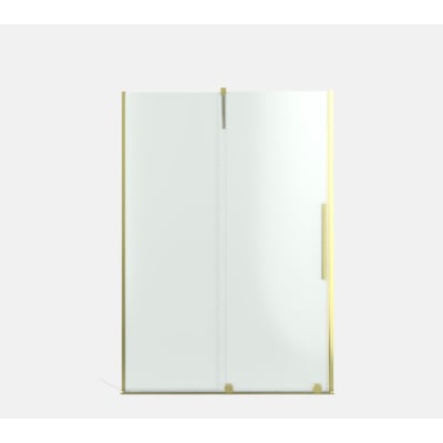 Strømberg Faro 22 skydedør til niche i klart 8 mm glas med messingfinish, set forfra.