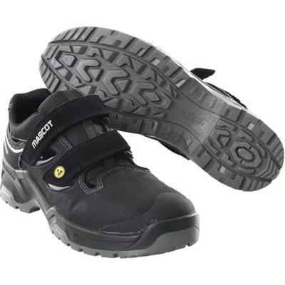 Mascot sikkerhedssandal i sort og sølv med lynlukning og kraftig skridsikker ydersål. Sandalen er metalfri.