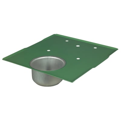 Grønt metalbord med integreret vandkop fra Scantool, designet til Slibette 6/8/HS3 slibemaskine.