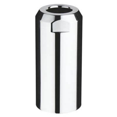 Grohe kappe til indbygningsventil med 1/2" tilslutning, fremstillet i blank krom med cylindrisk form.