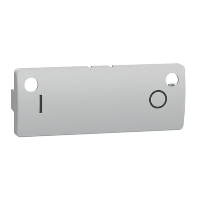 LK FUGA Wiser tangent til dobbelt relæ, 1 modul, lysegrå. Tangenten har symboler for tænd og sluk, med et simpelt og moderne design.