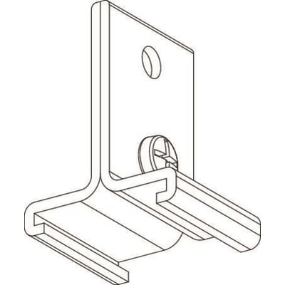 Tegning af Nordic Aluminium Global 3F SKB 16-1, et kort gråt wirebeslag med en opret plade og rillet beslagarm.