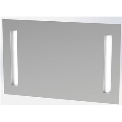 Loevschall Godhavn spejl med LED lys, 100x65 cm, med to lodrette lysfelter i siderne på en grå baggrund.