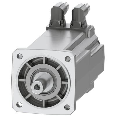 Siemens Simotics S-1FK2 CT servomotor med 3,6 Nm moment, vist med cylindrisk aksel og monteringshuller.