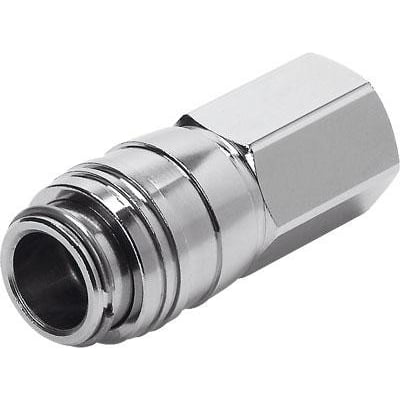 Festo koblingsdåse KD3-1/4-I med selvlukkende funktion, 5mm nominel størrelse, af kromfarvet metal.