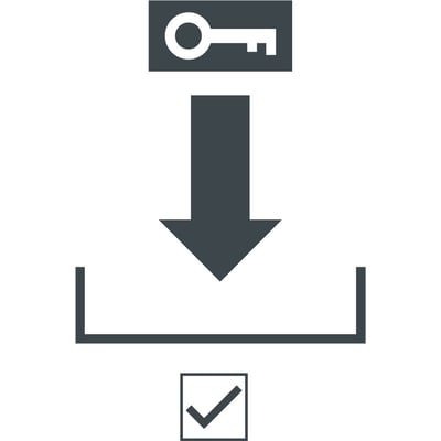 Ikon for download af licensnøgle til SIMATIC WinCC WebNavigator, symboliserer digital licenslevering.