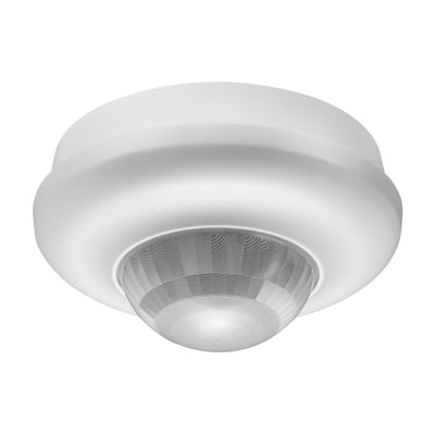Hvid Niko Dali SM-S DALI HC loftmonteret bevægelsessensor med et kuppelformet, mønstret detektorhus.