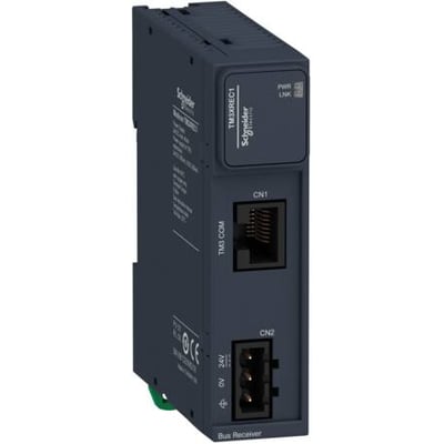 Schneider Electric TM3 busmodul, modtager 24 V AC/DC, med tydelige mærker og porte til tilslutning.