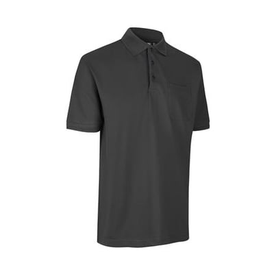 ID Identity Poloshirt Pro Wear i koksgrå farve, størrelse 6XL, med brystlomme og synlig krave.