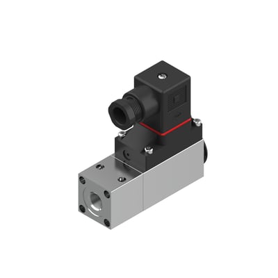 Danfoss MBC 5100 pressostat, set fra siden, viser G1/4 tryktilslutning og den kompakte blokdesign i et neutralt miljø.
