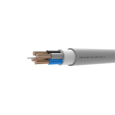 4x10 mm² halogenfrit installationskabel med lysegrå yderkappe, vist med afisoleret ende og kobberledere.