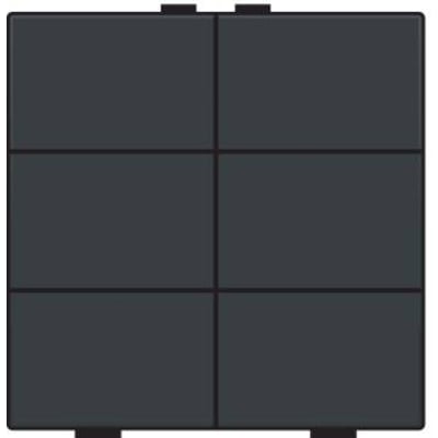 Niko 6-tryk i antracit, der viser seks kvadratiske taster arrangeret i et 3x2 gitter på en hvid baggrund.