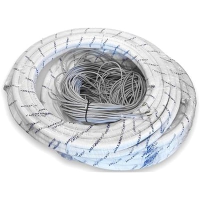 ThermoNova Kita Air rør og kabel kit, 25 meter, med hvide præisolerede kølerør og grå kabler bundtet samlet i klar plastemballage.