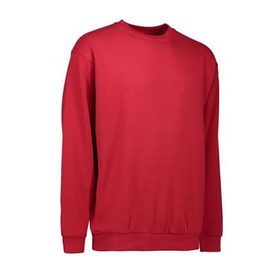 Rød ID Identity GAME sweatshirt i størrelse 3XL med rund hals, lange ærmer og ribkant forneden.
