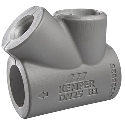 Kemper isoleringskappe DN 40 til Multi-Fix-Plus, grå, med tydelig markering af 'KEMPER DN25 B1' og produktnummer.