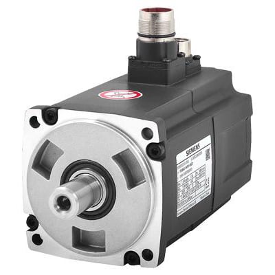 Siemens Simotics S-1FL6 servomotor med 0.75 kW effekt og 45 mm akselhøjde, set forfra med vinklet stik og mærkat.