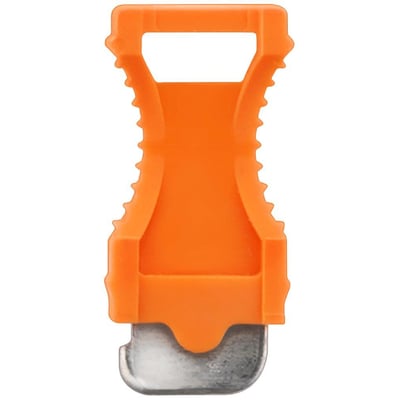 Siemens isolerstik i orange med "click-in" tilslutning til 2,5-4 mm² ledere på en hvid baggrund.