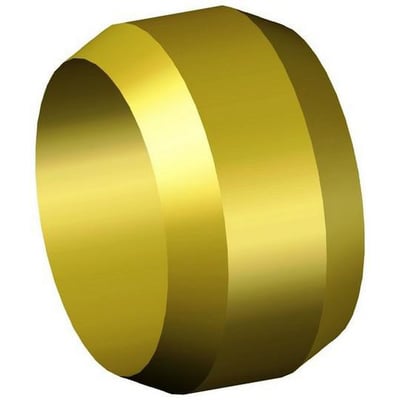 En messing konusring til 8 mm rør med 1/4 tomme tilslutning, vist isoleret på en hvid baggrund.