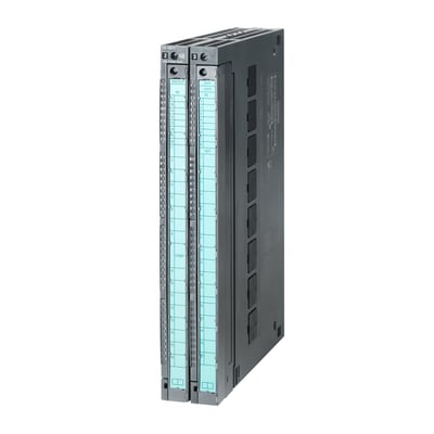 Siemens S7-400 FM455 C reguleringsmodul med 16 analoge inputs/outputs og 16 digitale inputs, viser tydelige mærkater og kontakter.