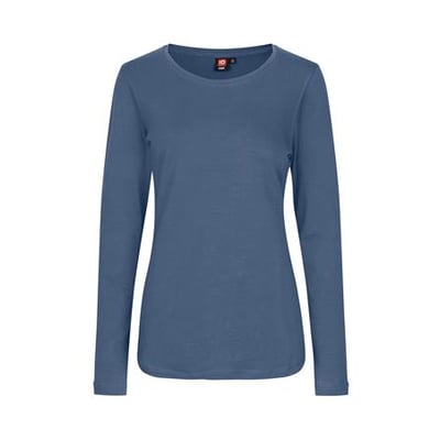 ID Identity dame langærmet T-shirt i indigo, størrelse L, fremstillet i blød interlock med antipilling-kvalitet og let figursyet pasform.