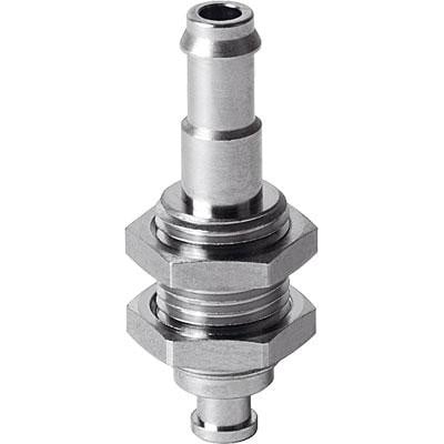 Festo ESH-HA-2-PK holder til vakuumsuger i metal med vakuumtilslutning foroven og sekskantmøtrikker.