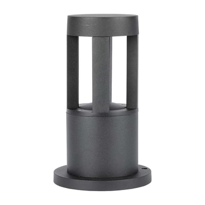 En sort V-TAC 10W væglampe i aluminium med et moderne, cylindrisk design og synlige lodrette sprosser.