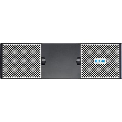 Eaton 9PX EBM, et eksternt batterimodul på 72 V i 3U rackformat, set forfra med perforerede gitre.