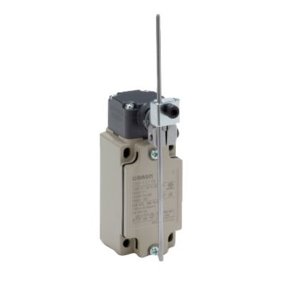 Omron D4B-4117N sikkerheds endestop med M20 gevind og justerbar stang, 1NC/1NO snap-action kontakter.