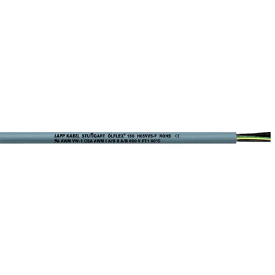 Lapp Olflex 150 34G1,5 kabel i grå med tydelig mærkning: LAPP KABEL STUTTGART ÖLFLEX® 150 H05VV-F ROHS CE, AWM VW-1 CSA AWM I A/B 600 V FT1 90°C.