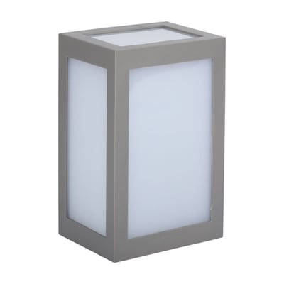 V-TAC LED væglampe i grå PC-materiale, 12W, 4000K, IP65, vist isoleret på hvid baggrund.