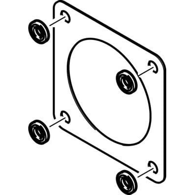 Festo EADS-F-40P tætningssæt i størrelse 40, vist som teknisk tegning med fire monteringshuller og tætningsringe.