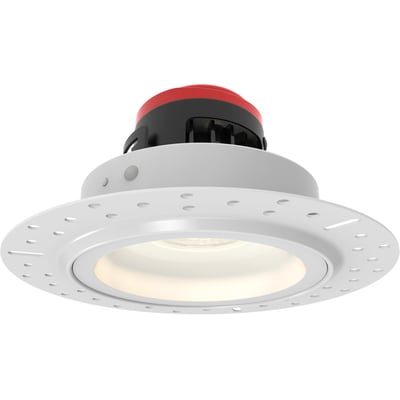 Ansell Lighting Prism Pro indspartlingsramme i hvid med 160 mm diameter, designet til APRIP/1 downlights.