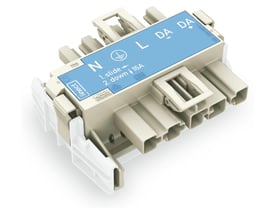 Wago Linect T-stykke, 5-polet med blå mærkning, 1 indgang og 2 udgange, perfekt til installation.