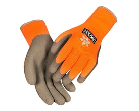 OX-ON MultiGrab Cool vinterforet arbejdshandske i størrelse 11 med orange strik og grå latexfoam i håndfladen.