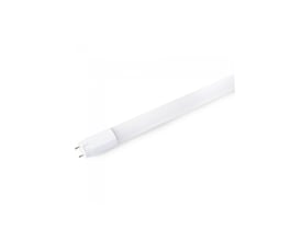 V-TAC T8 LED-rør med Samsung-chip, 18 W og 120 cm, set skråt med hvidt rør og G13-fatning.