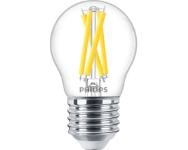 Philips MASTER LED krone 5.9W med DimTone, klar glas og justerbar lysfarve fra 2200-2700K.