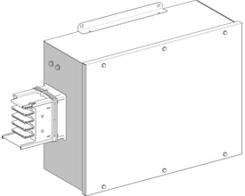 Schneider Electric tilgangsboks i hvid RAL 9001 til 500-630A mellemspænding med IP55 beskyttelse. Den viste boks har monteringsdetaljer og flere udtag.