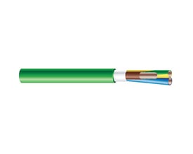 Tegning af General Cavi Greenflex installationskabel 3G6 med grøn kappe og synlige ledere i gul/grøn, brun og blå.