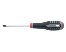 Sidevisning af Bahco ERGO™ skruetrækker, model BE-8610L, med PH1 spids, 200mm poleret klinge og grå/sort skaft.