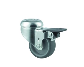 Detaljebillede af Tente 50mm møbelhjul med bremse, fremhæver den robuste konstruktion og bremsemekanisme.