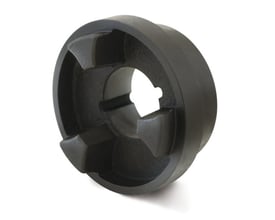 HRC 070 F flange klokobling i støbejern, viser den indvendige taper lock montering og klolignende gummidetaljer.