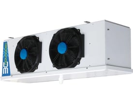 Fordamper 3C-A 3245-C med hvidt kabinet og to sorte ventilatorer, set skråt forfra.
