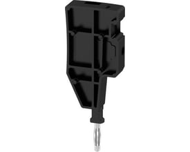 Weidmüller test adapter ATPG 4 MI-R i sort plast med PUSH IN teknologi og metal stik på hvid baggrund.