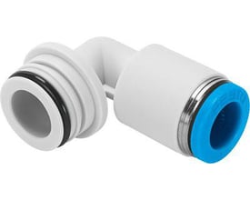 Festo QSPLKG18-10 L-form patron med push-in konnektor og O-ring forsegling på skruebolt.