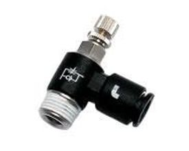 Parker Legris kontraventil 7665 med flow regulator, Ø8 mm og R1/8 gevind af teknisk polymer.