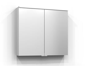 Hvidt Svedbergs Sarek spejlskab på 80 cm med to spejllåger og integreret LED-lys, set lige forfra.