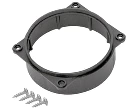 NID 110 mm lodret udløb i sort plast med fire skruer, designet til 121 x 84,5 mm render.