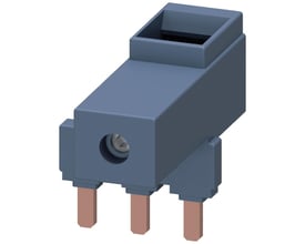 Siemens 3-polet parallelstik med tilslutningsklemme, designet til 3RT2.3, vist med kobberfarvede terminaler.