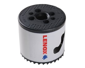 Lenox Speed Slot bimetalhulsav på 57 mm set skråt oppefra med sort top, udløsningsslids og savtænder.