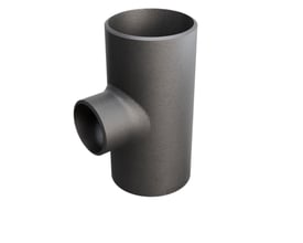 Formstøbt P235GH stål tee med dimensioner 76,1/2,9 x 48,3/2,6 mm, der overholder DIN 2615/EN 10253-2 standarder.